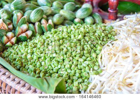 Sliced Lentils sliced (yardlong bean) in vintage