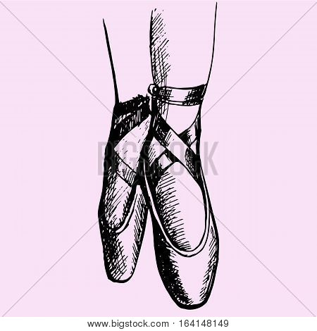ballerina legs shoes doodle style sketch illustration hand drawn vector