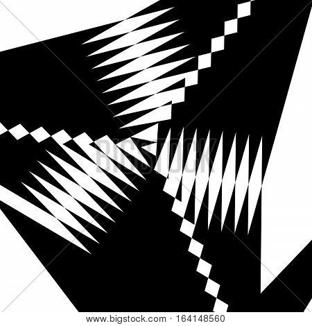 Geometric Edgy Rough Pattern. Abstract Black And White Art.