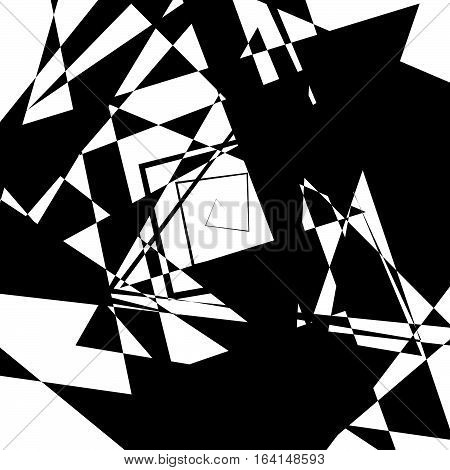 Geometric Edgy Rough Pattern. Abstract Black And White Art.