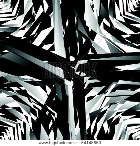 Geometric Edgy Rough Pattern. Abstract Black And White Art.