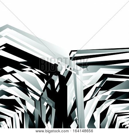 Geometric Edgy Rough Pattern. Abstract Black And White Art.