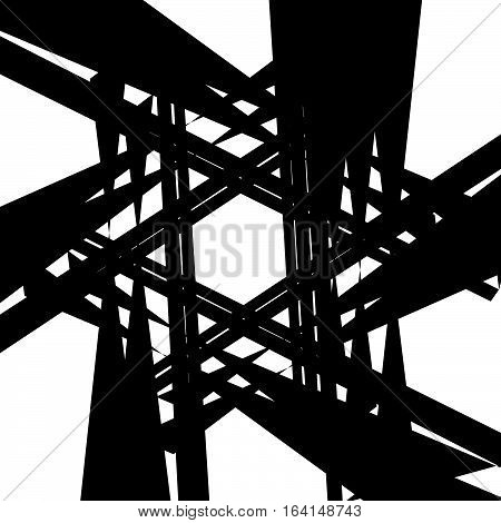 Geometric Edgy Rough Pattern. Abstract Black And White Art.