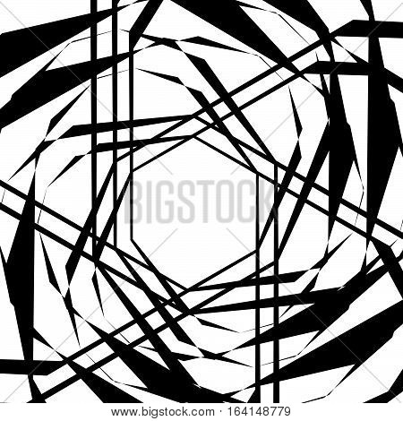 Geometric Edgy Rough Pattern. Abstract Black And White Art.