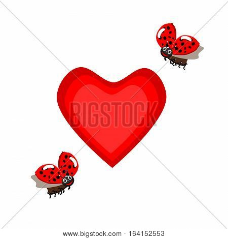 Heart valentines day card ladybugs vector illustration