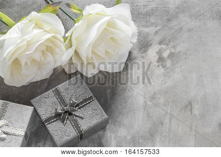 Valentine's Day Background,red Heart With Red White Rose ,ribbon