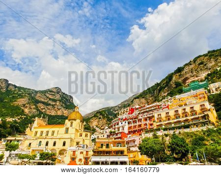 Positano at Italy along the stunning Amalfi Coast.