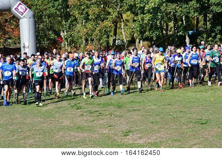 Verneuil sur Seine France - october 22 2016 : the second Championship of nordic walking of France