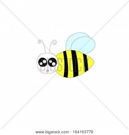 Illustration of a Friendly Cute Bee Flying and Smiling