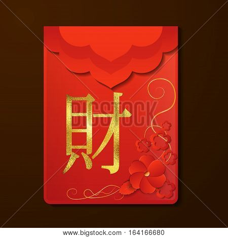 Red Envelope The Chinese word on the envelope means Wealth Vector