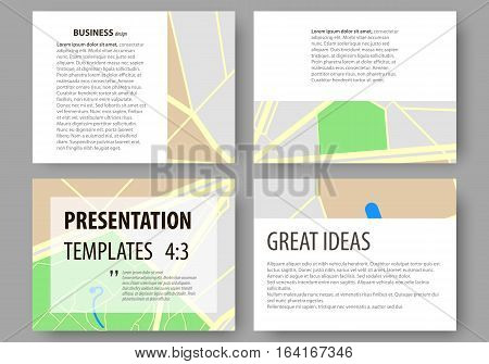 Set of business templates for presentation slides. Easy editable abstract layouts in flat design. City map with streets. Flat design template for tourism businesses, abstract vector illustration.