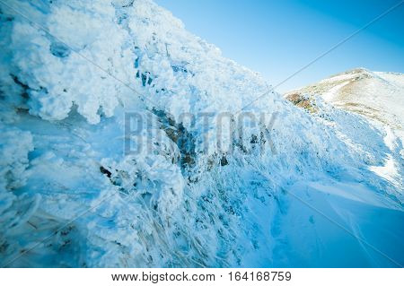 Winter in the mountains national park. Snowy and sunny