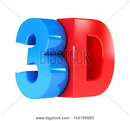 3D sign. Isolated on white background. 3D illustration. 3D rendering