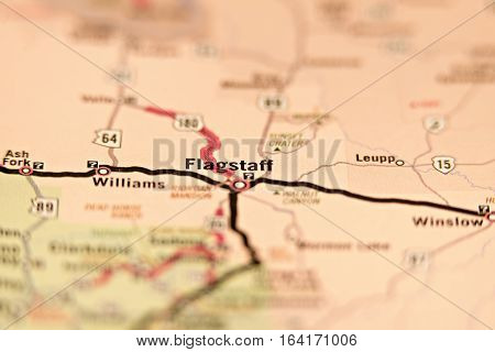 flagstaff city of arizona area on a map