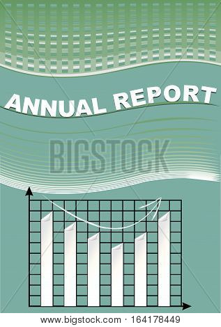 Green annual report cover with graph sketch on abstract wavy background. Modern vector abstract brochure report or flyer design template