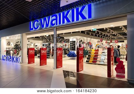 MOGILEV BELARUS - SEPTEMBER 27 2016: Shopping center Park City clothing store for whole family LC Waikiki Mogilev Belarus