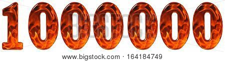 1000000, One Million, Numeral, Imitation Glass And A Blazing Fire, Isolated On White Background