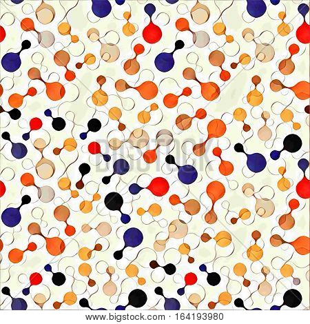 multicolor molecules flat pattern for fabric, paper and web design