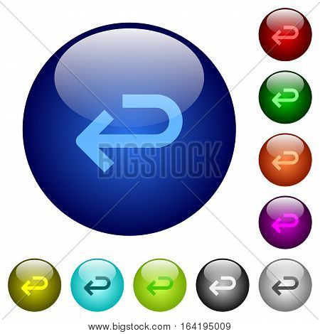 Back arrow icons on round color glass buttons