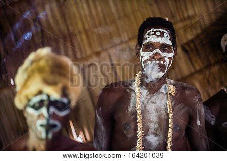 Youw Village, Atsy District, Asmat Region, Irian Jaya, New Guinea, Indonesia - May 23, 2016: Portrai