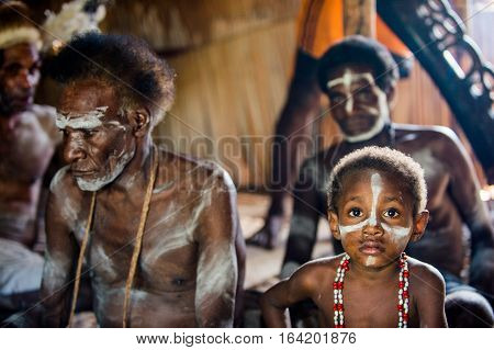 Youw Village, Atsy District, Asmat Region, Irian Jaya, New Guinea, Indonesia - May 23, 2016: The Asm