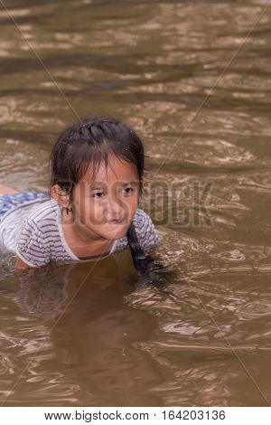 asia girl in rive r, Chiangmai Thailand
