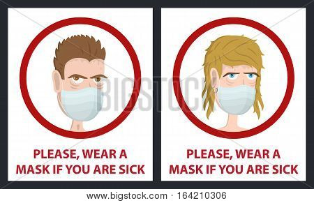 Man and woman wear medical mask. Hygiene mask. Virus protection