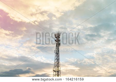 The beautiful sky with colorful fluffy clouds and The Antenna