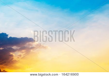 The beautiful colorful sky atmosphere during sunset winter time