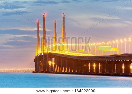 2nd Penang Bridge or known as Sultan Abdul Halim Muadzam Shah bridge view during dawn
