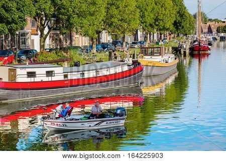 Canal Scene In Enkhuizen, Netherlands