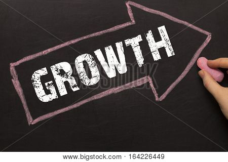 Growth - Arrow With Text And Female Hand