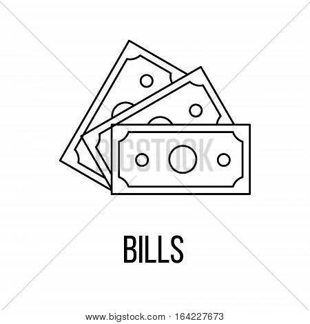 Bills icon or logo line art style. Vector Illustration.