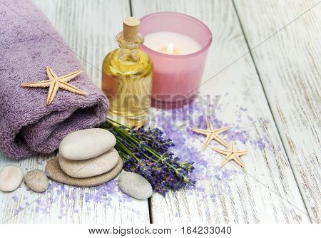 Lavender with essencial oil and spa products