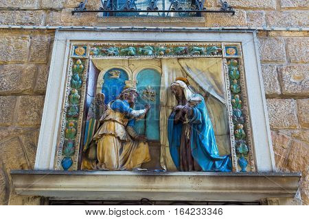 Religious Wall Relief In Florence, Italy