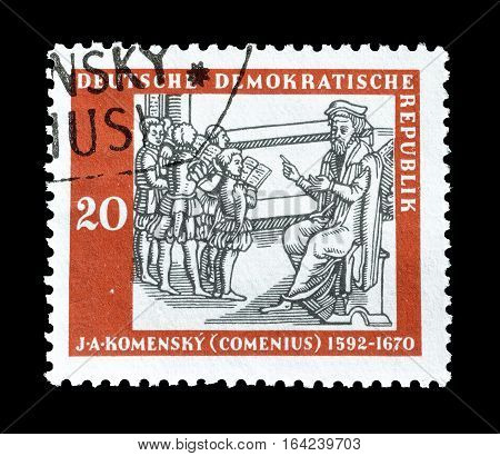 EAST GERMANY - CIRCA 1958 : Cancelled postage stamp printed by East Germany, that shows Komensky.