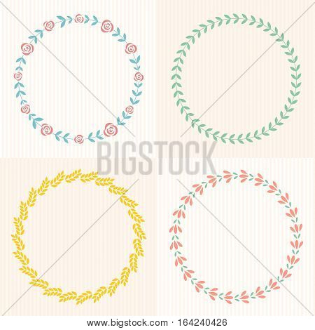 Laurel wreath and flower frame vector set