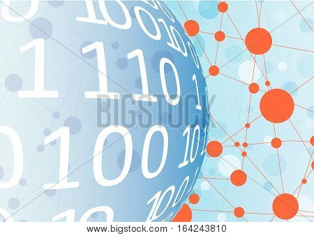 Technology koncept.Binary background . Vector Technology.Globe consisting of binary codes.Computer network.