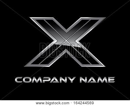 X silver modern logo on black bakground