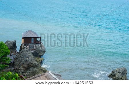 BALI INDONESIA DECEMBER 2016 : Private villa on the top of the rock at the sea edge Ayana Resort.