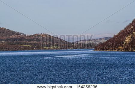 Mountains over the Brathay bay in Ambelside, CUmbria