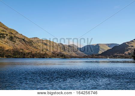 Mountains over the Brathay bay in Ambelside, CUmbria