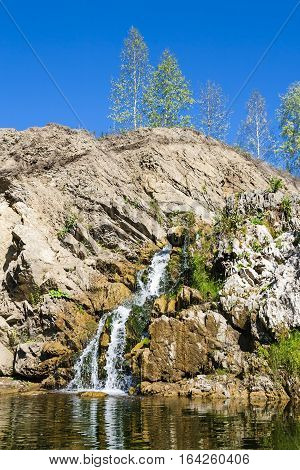Belovsky waterfall is a natural attraction. The village of Belovo Iskitim district Novosibirsk oblast Russia