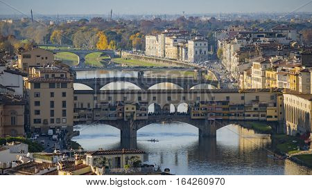Ponte Vecchio Old Bridge Florence Italy. Florence is the ancient city of the Italian region of Tuscany on the banks of the River Arno.
