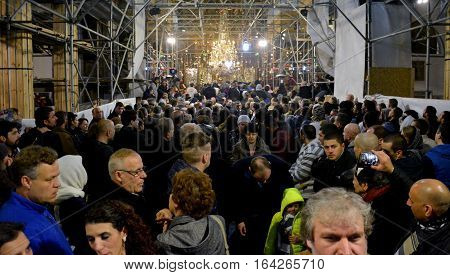Bethlehem, Palestine. January 7Th 2017: Orthodox Christmas Midnight Mass At The Church Of Nativity I