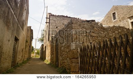 Historical lane in village Nevidane on a croatian Island Pasman