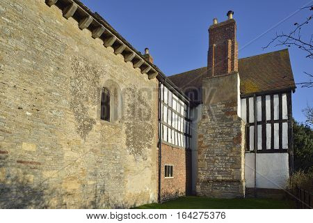 9th century Odda's Chapel & 17th century Timber Framed Abbot's Court Deerhurst Gloucestershire