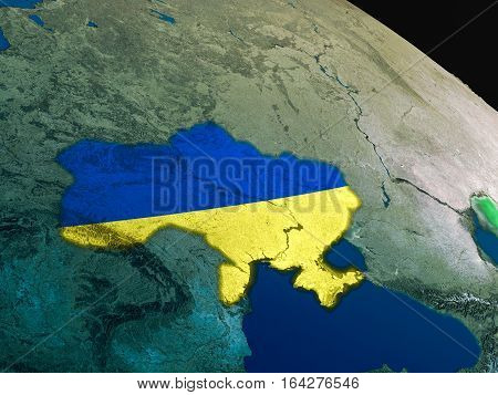 Flag Of Ukraine From Space