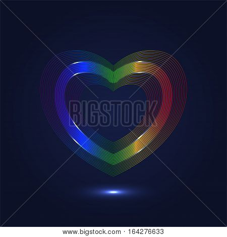 Colorful heart shaped lines abstract background - vector design