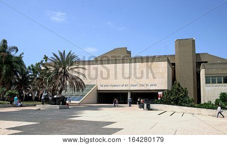 TEL AVIV ISRAEL - APRIL 27 2016: Vasja Pupkin visited the building of the Museum of Art in Tel Aviv during the portrait exhibition 